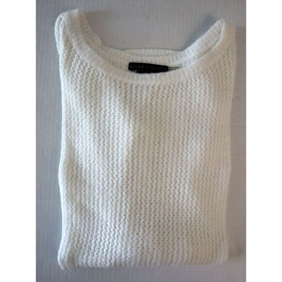 Alice + Olivia Womens Sz XS White Fuzzy Open-Knit High-Low Hem Harpo Sweater $99 - Picture 7 of 7